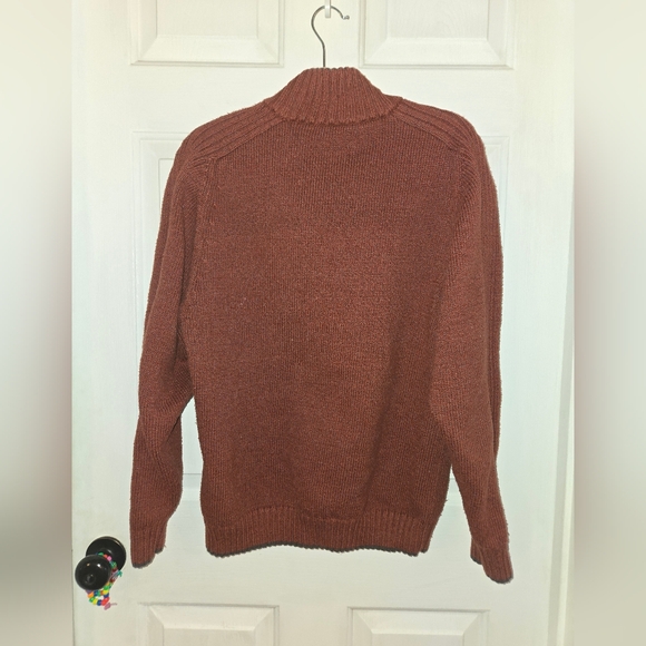 Columbia 3/4 Zip Rust Orange Knit Medium Heavy Sweater - Picture 4 of 9